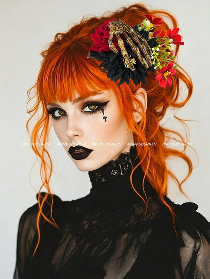 Skull Hair Claws Hairpin For Women Made Of Durable Plastic, Perfect Halloween Accessory