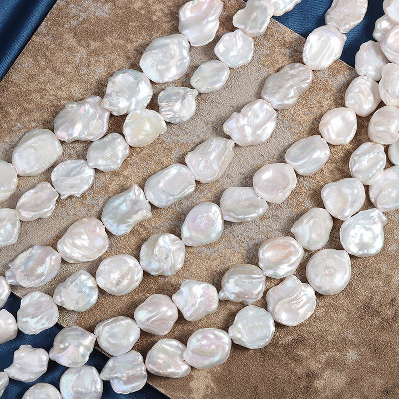 Baroque Style Long Necklace Featuring Natural White Freshwater Baroque Pearls With Irregular Shapes