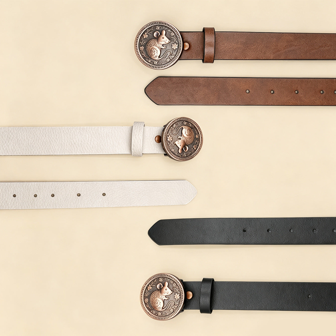 Casual Unisex PU Leather Belt With Embossing And Smooth Alloy Buckle Featuring Printing Pattern