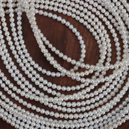 Freshwater Pearl Necklace Featuring Natural White 3-4mm Near-Round And Off-Round Pearls