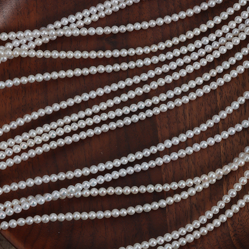 Freshwater Pearl Necklace Featuring Natural White 3-4mm Near-Round And Off-Round Pearls