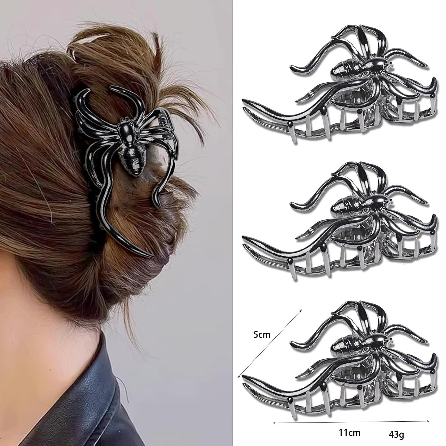 Simple Style Bat Hair Claws For Women, Alloy Material, 3 PCS Package, Perfect Halloween Hairpin