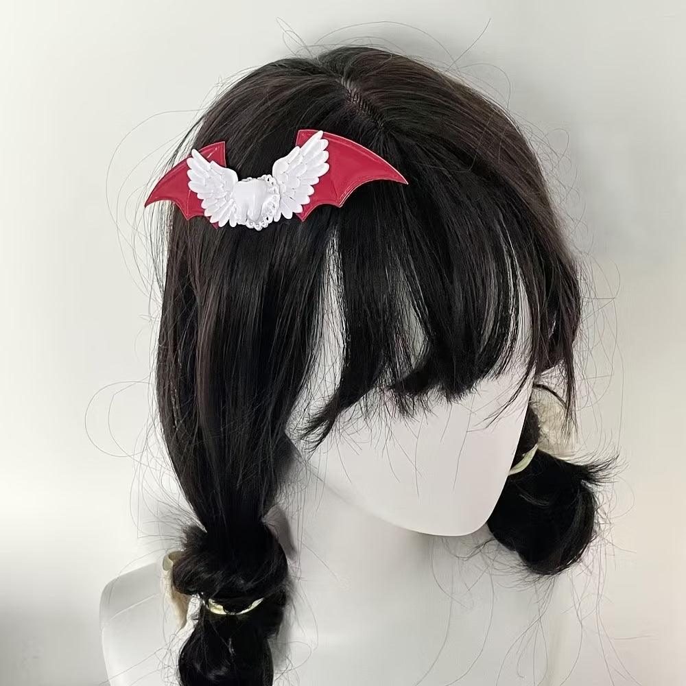 Wings Hairpin In Red Featuring Silica Gel Material, Perfect For Halloween Hair Accessories
