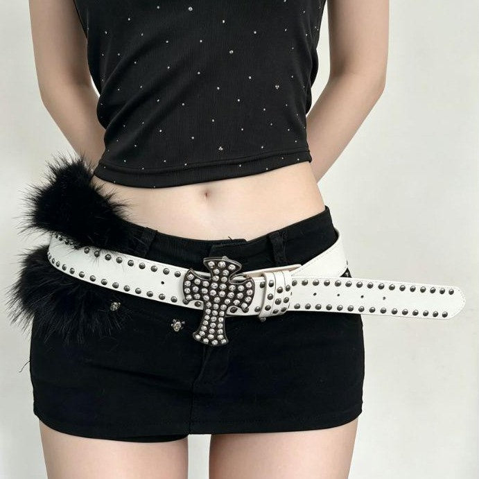 Rock Style Cross Belt With Snap Buckle In Frosted PU Leather Featuring Durable Alloy Buckle