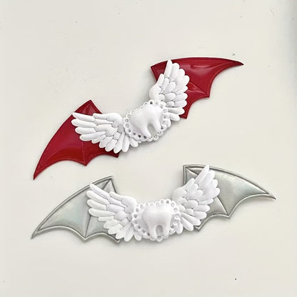 Wings Hairpin In Red Featuring Silica Gel Material, Perfect For Halloween Hair Accessories