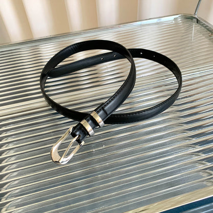 Solid Color Women's PU Leather Belt With Zinc Alloy Pin Buckle