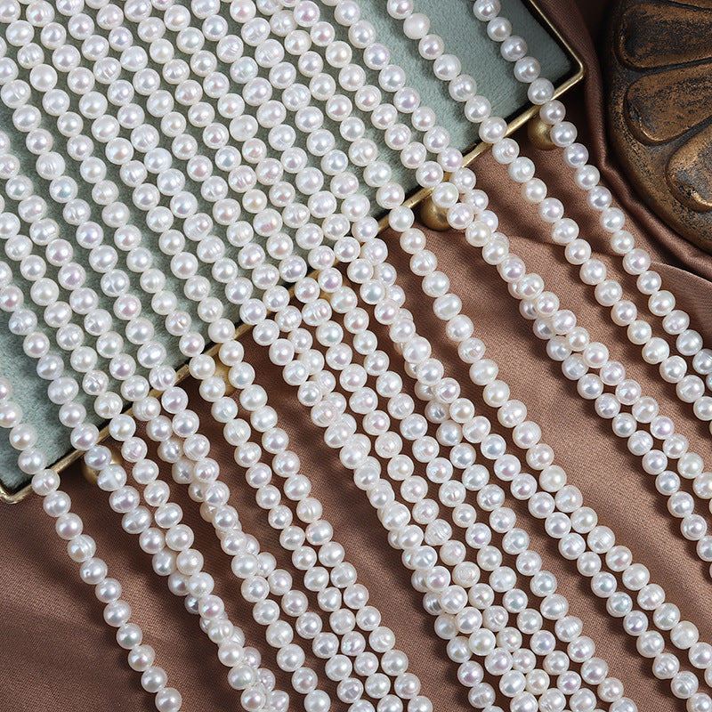 Natural White Freshwater Pearl DIY Loose Pearls Featuring 4-5mm Near-Round And Off-Round Shapes