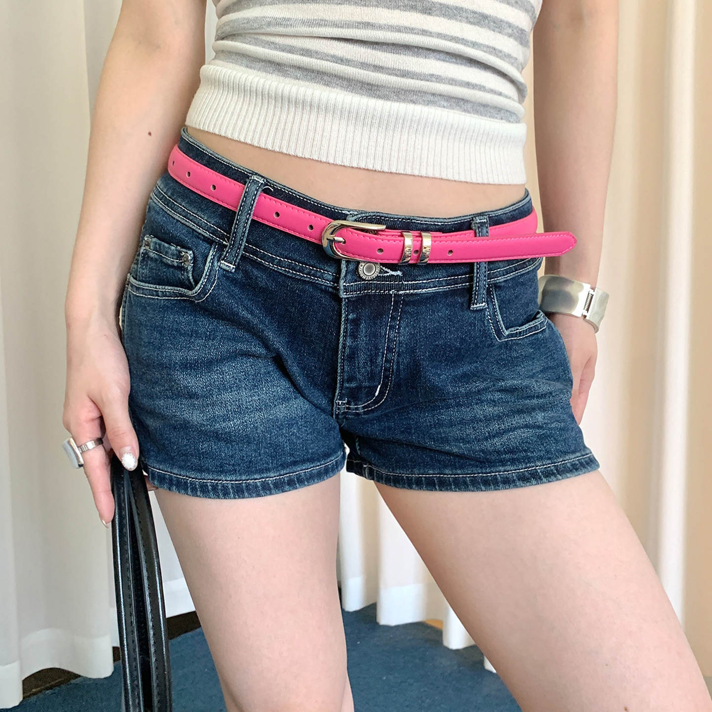 Solid Color Women's PU Leather Belt With Zinc Alloy Pin Buckle