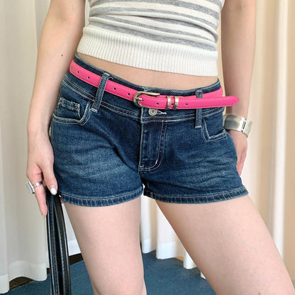 Solid Color Women's PU Leather Belt With Zinc Alloy Pin Buckle