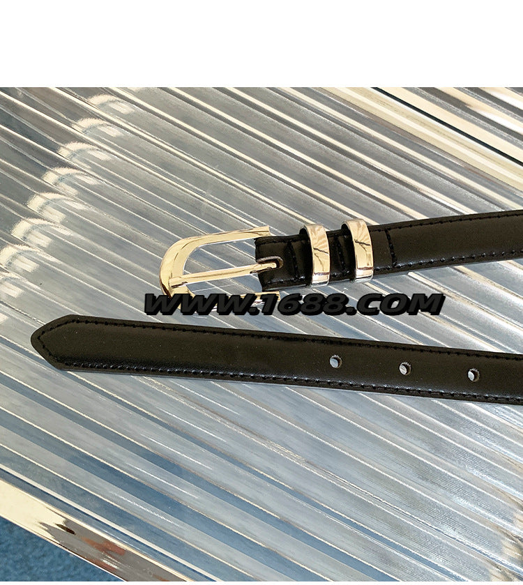 Solid Color Women's PU Leather Belt With Zinc Alloy Pin Buckle