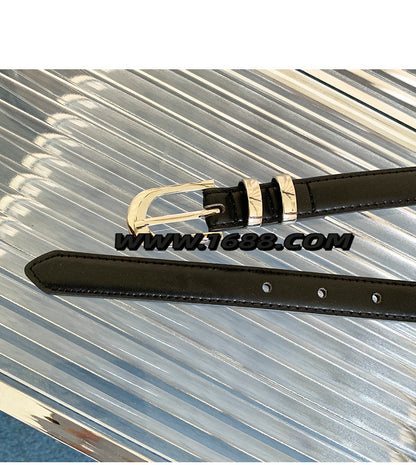 Solid Color Women's PU Leather Belt With Zinc Alloy Pin Buckle