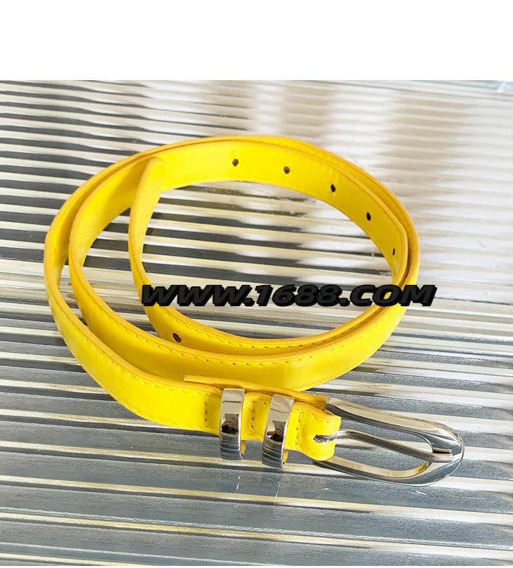 Solid Color Women's PU Leather Belt With Zinc Alloy Pin Buckle