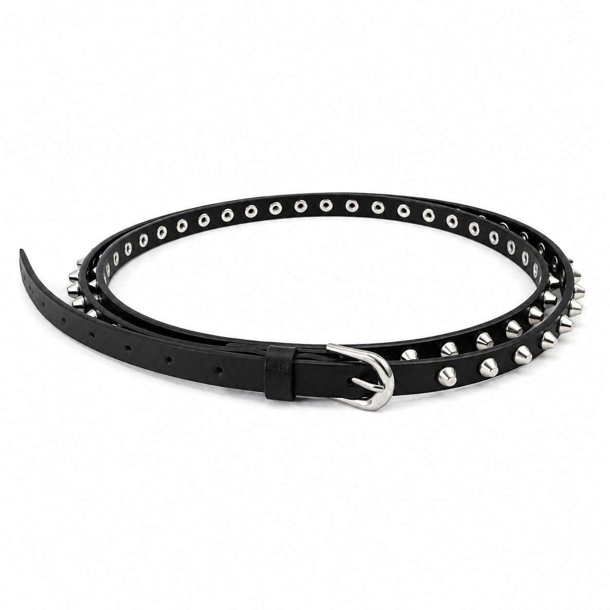 Women’s Punk PU Leather Belt With Alloy Pin Buckle In Dyed Black