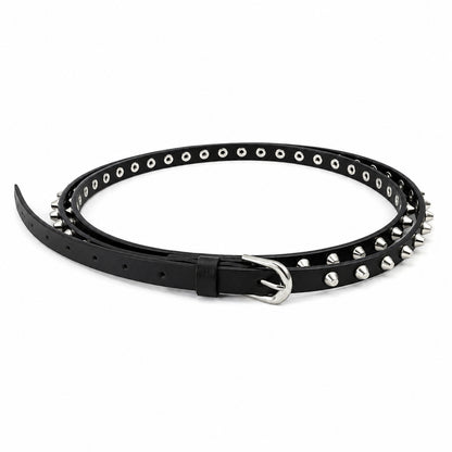 Women’s Punk PU Leather Belt With Alloy Pin Buckle In Dyed Black