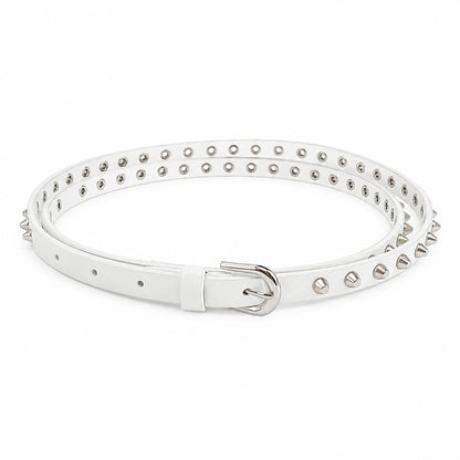 Women’s Punk PU Leather Belt With Alloy Pin Buckle In Dyed Black