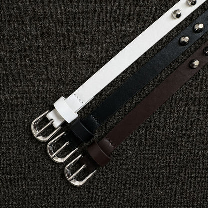 Women’s Punk PU Leather Belt With Alloy Pin Buckle In Dyed Black