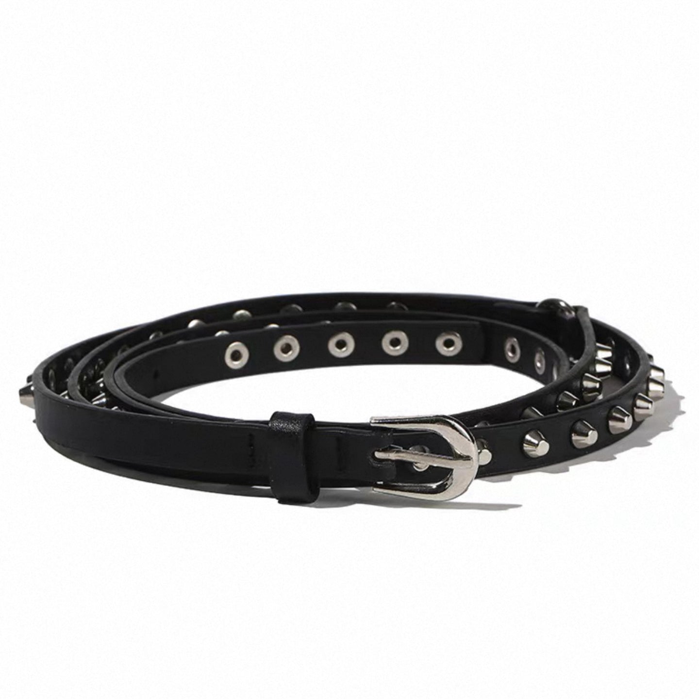 Women’s Punk PU Leather Belt With Alloy Pin Buckle In Dyed Black