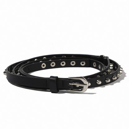 Women’s Punk PU Leather Belt With Alloy Pin Buckle In Dyed Black