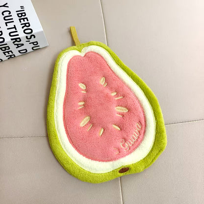 Cute Fruit Pattern Coral Fleece Towels For Hand Drying, Soft And Absorbent Home Textiles