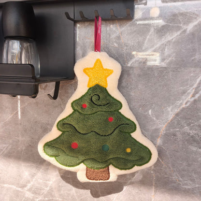 Christmas Coral Fleece Towels Featuring Santa Claus Pattern, Perfect For Holiday Hand Drying