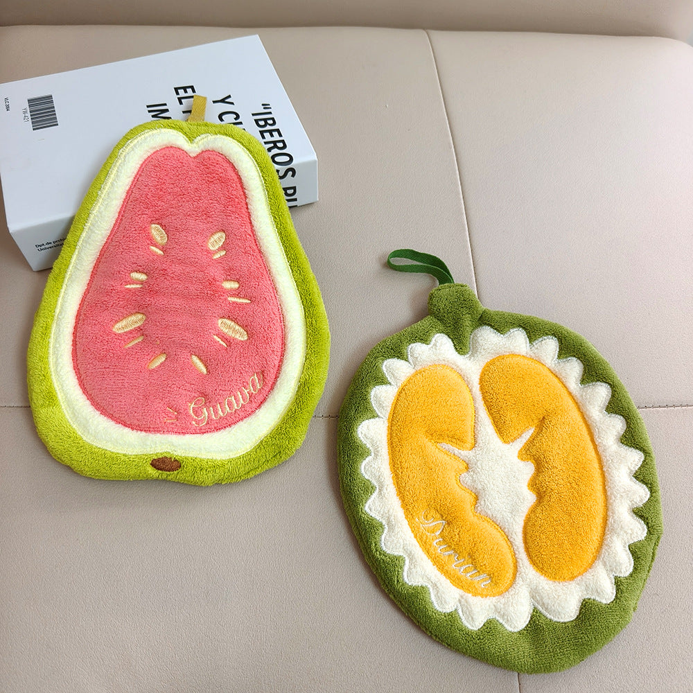 Cute Fruit Pattern Coral Fleece Towels For Hand Drying, Soft And Absorbent Home Textiles