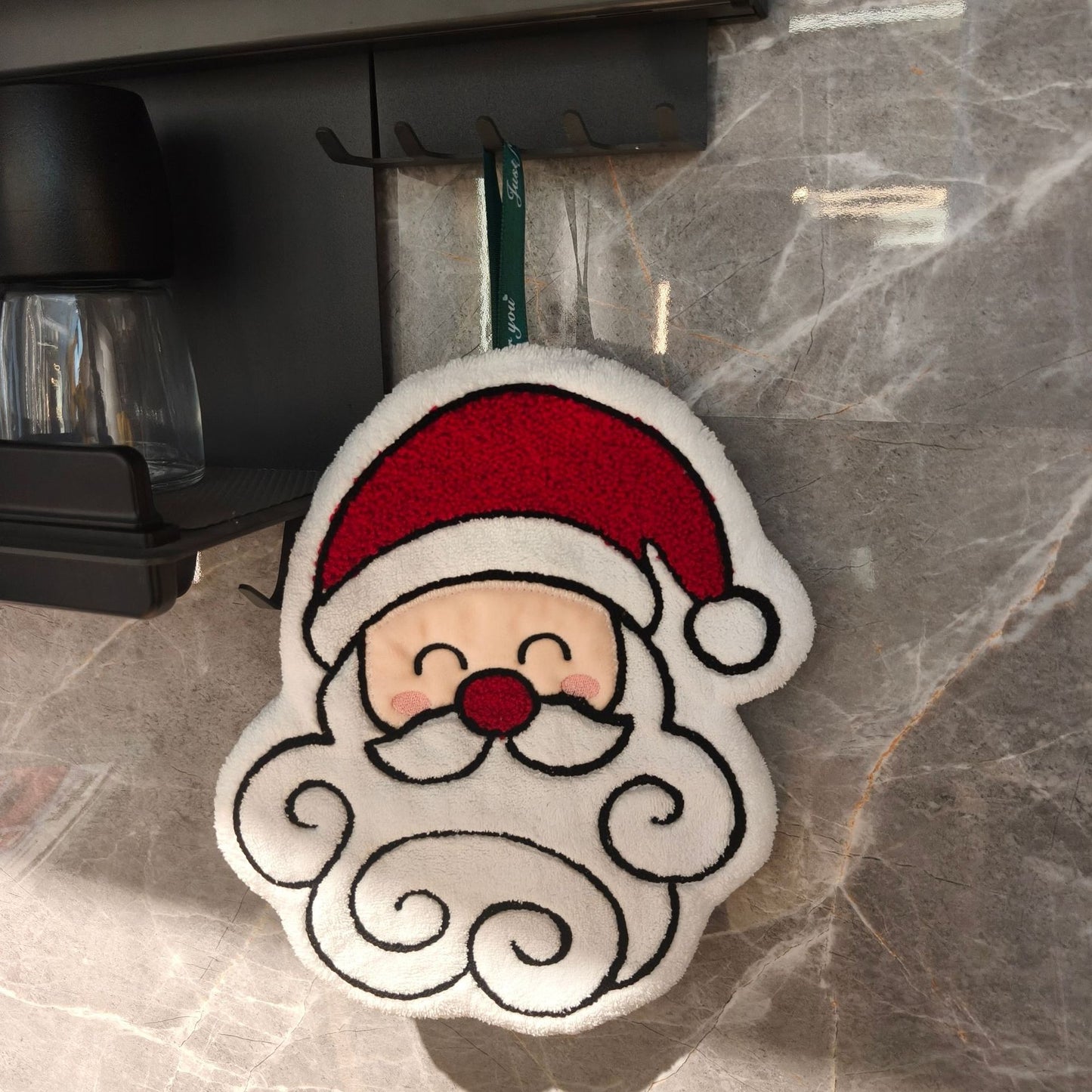 Christmas Coral Fleece Towels Featuring Santa Claus Pattern, Perfect For Holiday Hand Drying