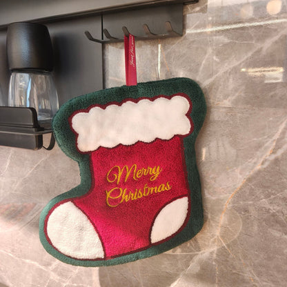 Christmas Coral Fleece Towels Featuring Santa Claus Pattern, Perfect For Holiday Hand Drying