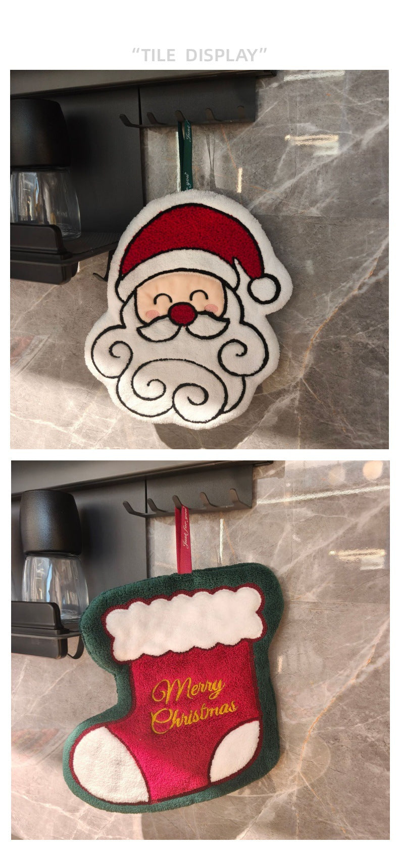 Christmas Coral Fleece Towels Featuring Santa Claus Pattern, Perfect For Holiday Hand Drying