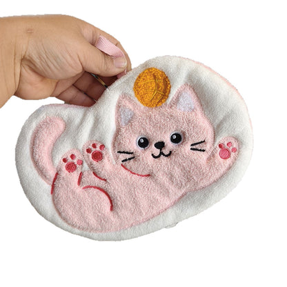 Cute Cat Pattern Coral Fleece Towels, Soft And Absorbent Hand Towels For Home Use