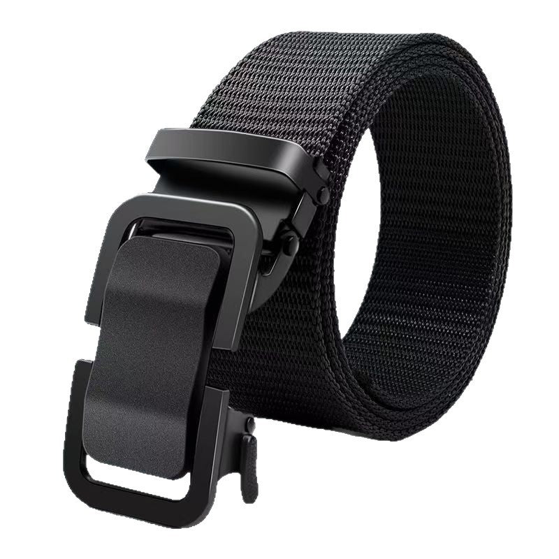 Men's Cowboy Style Casual Belt With Iron Automatic Buckle, Nylon Braid Surface Featuring Cloud Pattern