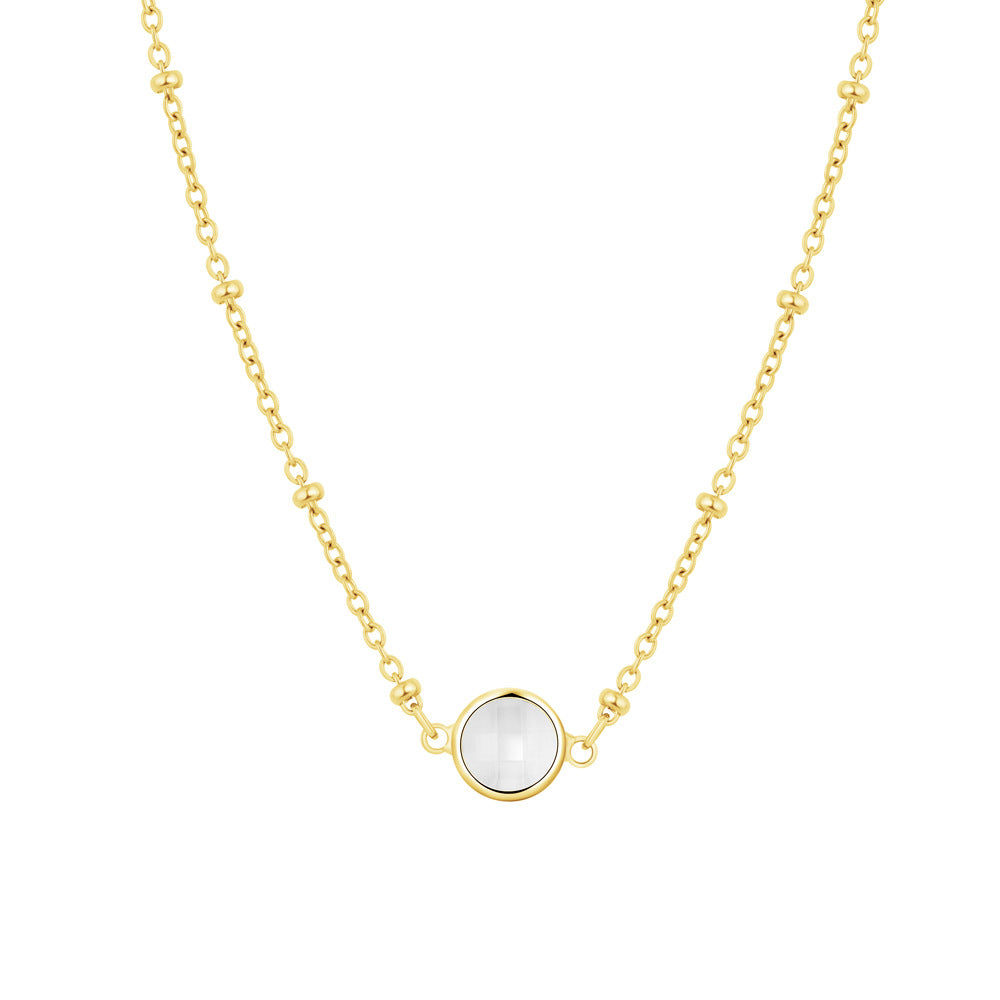 Retro Round Gold Necklace For Women With Copper Pendant And Diamond Inlay