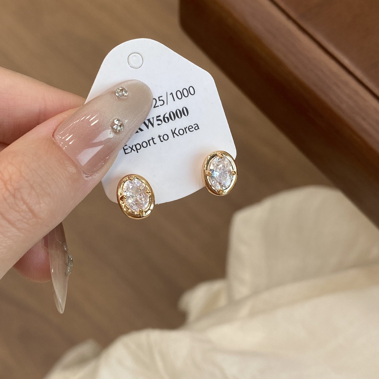 Handmade Geometric Stud Earrings For Women In Champagne, Featuring Copper Ear Pins For Durable Comfort