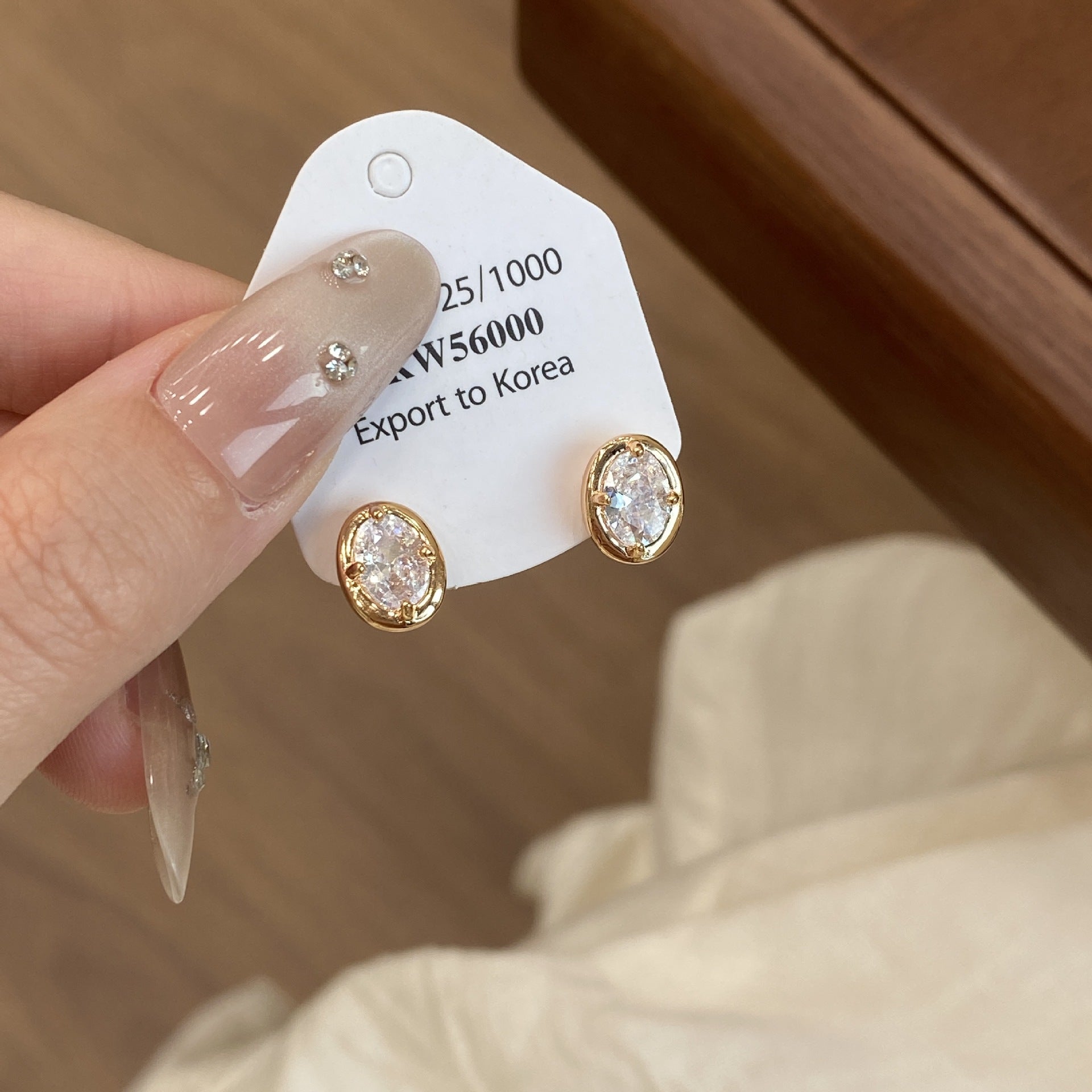 Handmade Geometric Stud Earrings For Women In Champagne, Featuring Copper Ear Pins For Durable Comfort