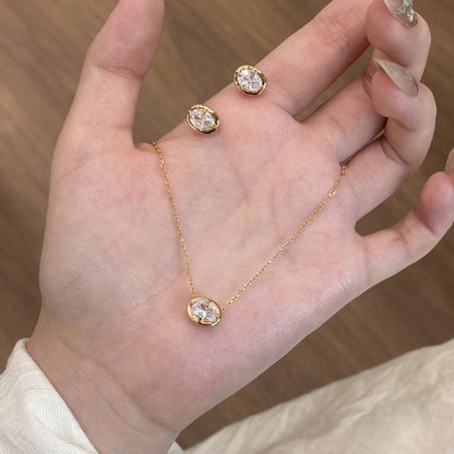 Handmade Geometric Stud Earrings For Women In Champagne, Featuring Copper Ear Pins For Durable Comfort