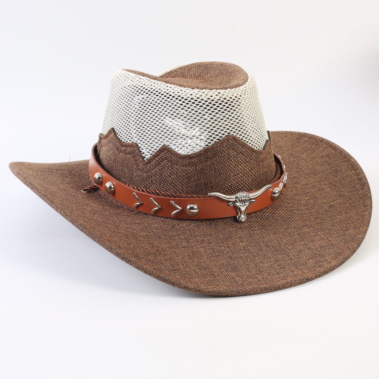 Unisex Cowboy Style Solid Color Straw Hat With Wide Brim, Breathable Design Featuring Braid Craftsmanship