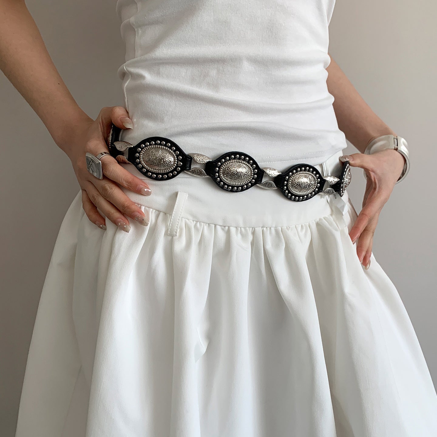 Women’s Punk Style Splicing PU Leather Belt With Alloy Pin Buckle