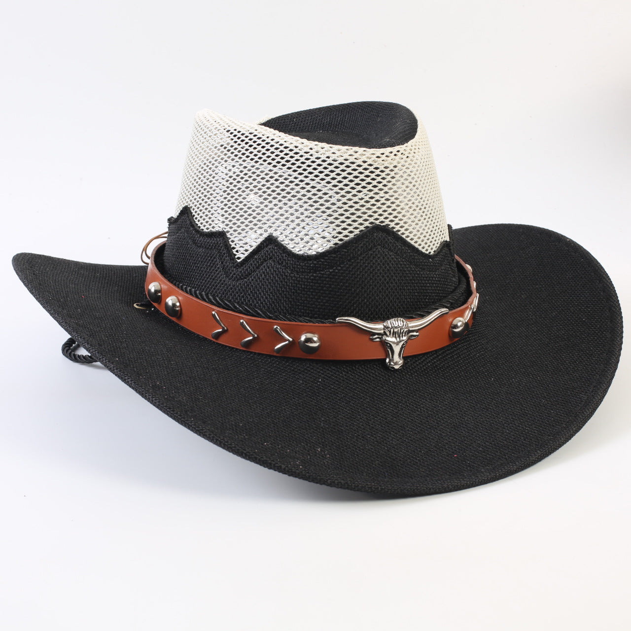 Unisex Cowboy Style Solid Color Straw Hat With Wide Brim, Breathable Design Featuring Braid Craftsmanship