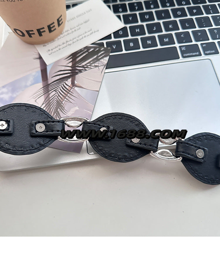 Women’s Punk Style Splicing PU Leather Belt With Alloy Pin Buckle