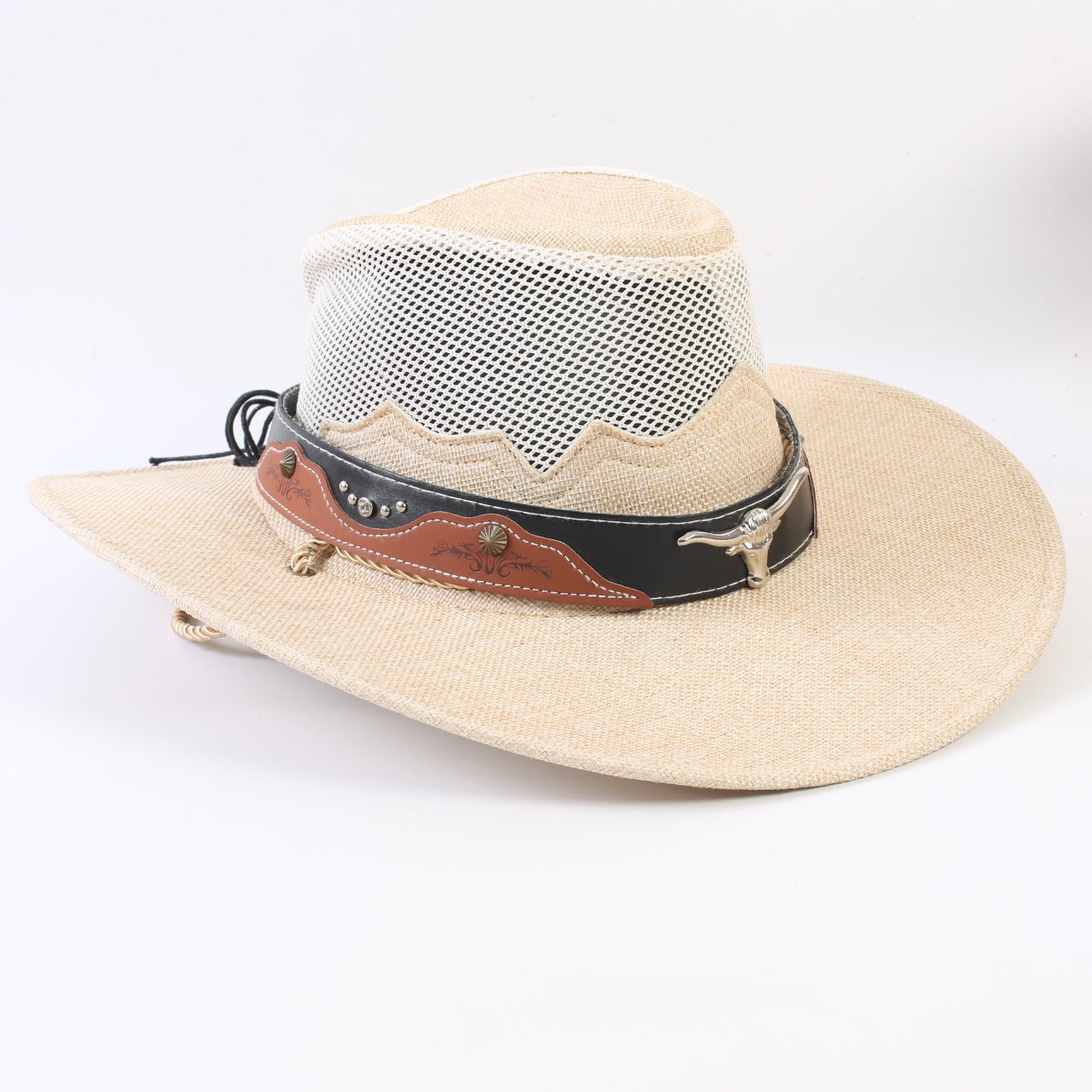 Unisex Cowboy Style Solid Color Straw Hat With Wide Brim, Breathable Design Featuring Braid Craftsmanship