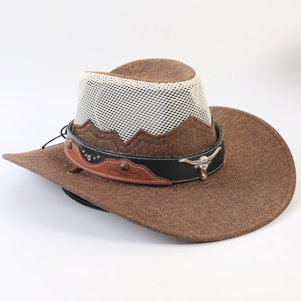 Unisex Cowboy Style Solid Color Straw Hat With Wide Brim, Breathable Design Featuring Braid Craftsmanship
