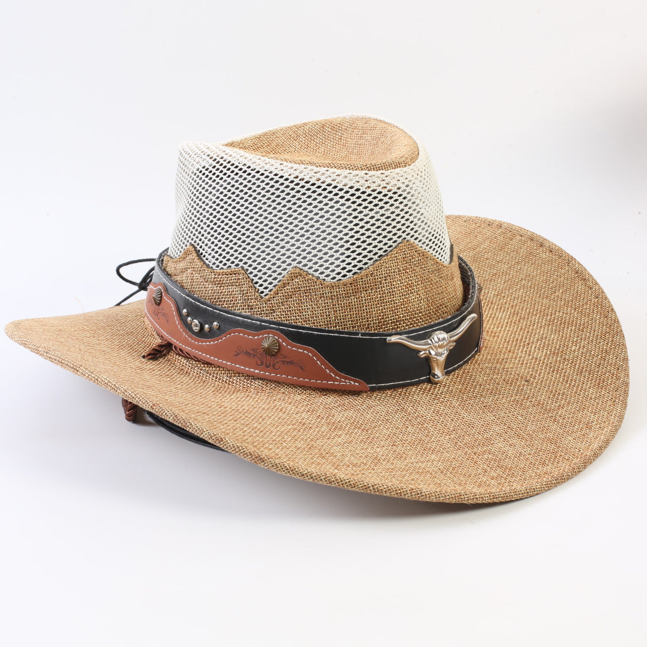 Unisex Cowboy Style Solid Color Straw Hat With Wide Brim, Breathable Design Featuring Braid Craftsmanship