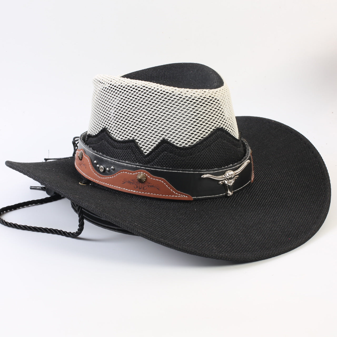 Unisex Cowboy Style Solid Color Straw Hat With Wide Brim, Breathable Design Featuring Braid Craftsmanship
