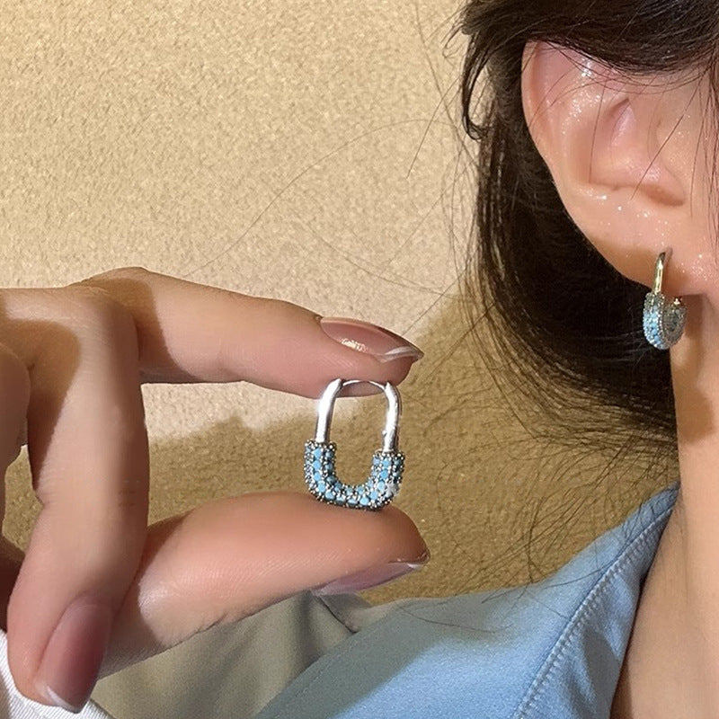 For Unisex Blue Earrings Featuring Turquoise Inlay And Copper Ear Pins With Electroplated Finish