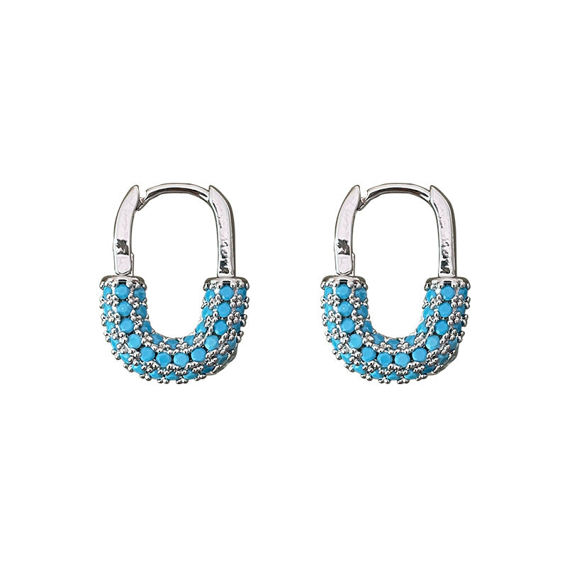 For Unisex Blue Earrings Featuring Turquoise Inlay And Copper Ear Pins With Electroplated Finish