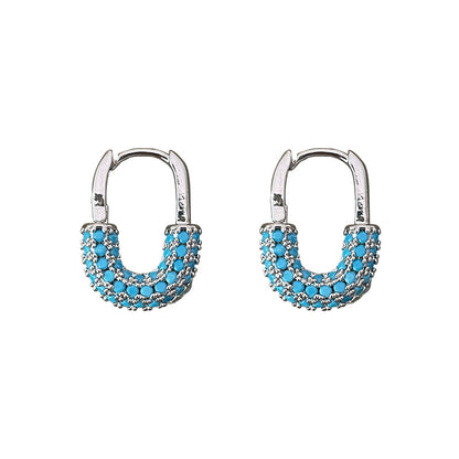 For Unisex Blue Earrings Featuring Turquoise Inlay And Copper Ear Pins With Electroplated Finish
