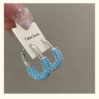 For Unisex Blue Earrings Featuring Turquoise Inlay And Copper Ear Pins With Electroplated Finish