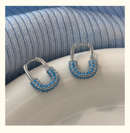 For Unisex Blue Earrings Featuring Turquoise Inlay And Copper Ear Pins With Electroplated Finish