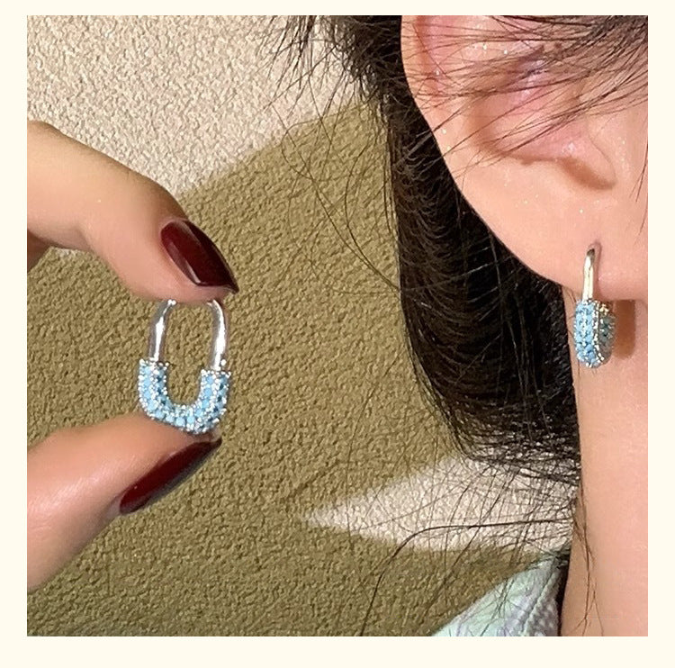 For Unisex Blue Earrings Featuring Turquoise Inlay And Copper Ear Pins With Electroplated Finish