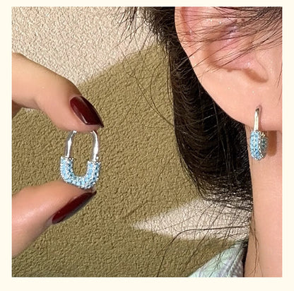 For Unisex Blue Earrings Featuring Turquoise Inlay And Copper Ear Pins With Electroplated Finish
