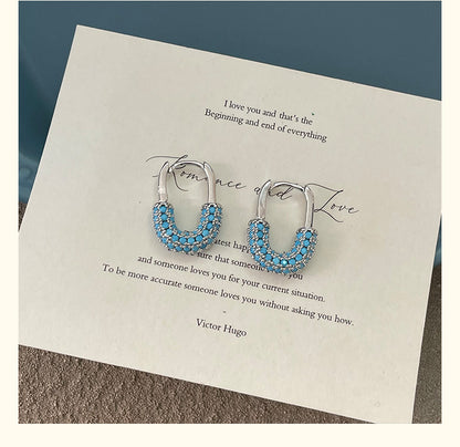 For Unisex Blue Earrings Featuring Turquoise Inlay And Copper Ear Pins With Electroplated Finish